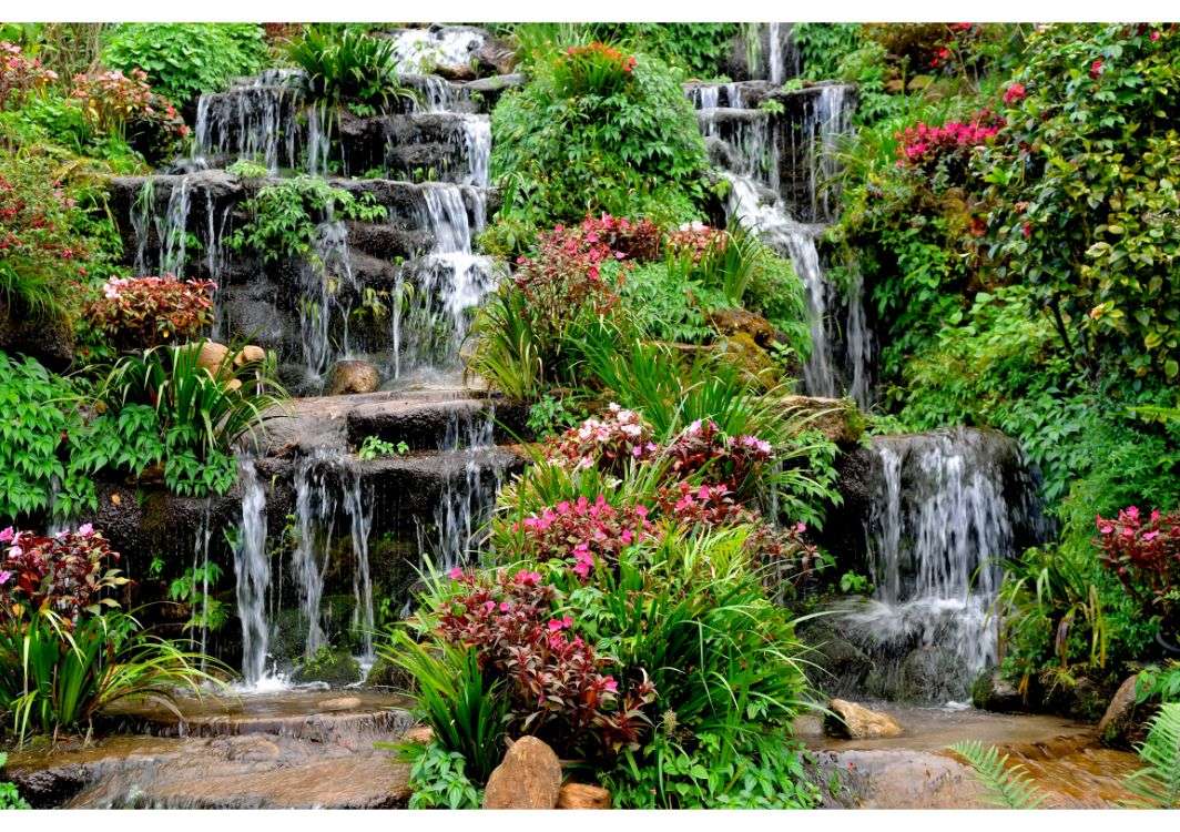 Two tall and complex waterfalls