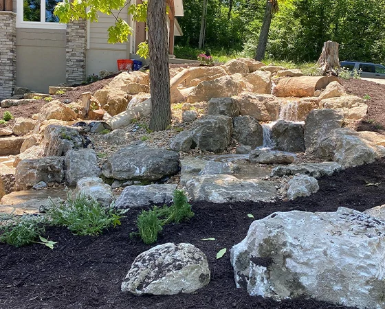 Pondless waterfalls among rocks
