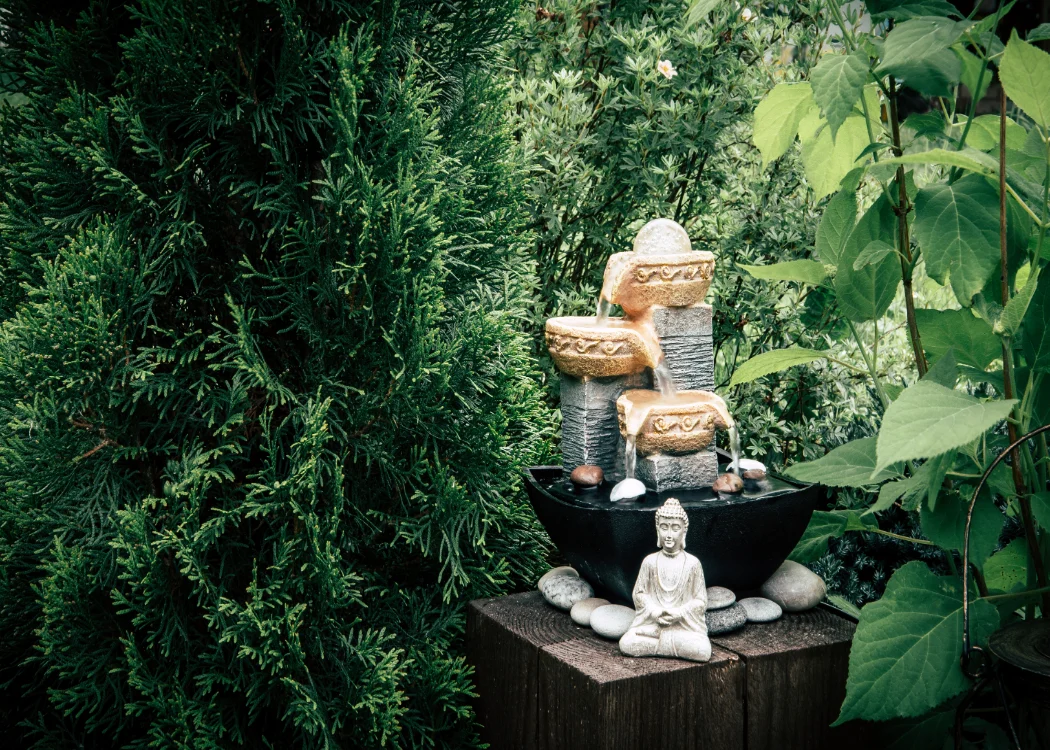 Garden fountain as a Zen accent piece