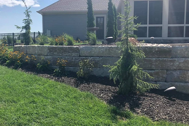 Retaining wall used to create a small natural area