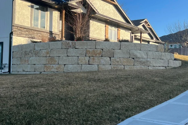 Shorter gravity retaining wall in front yard